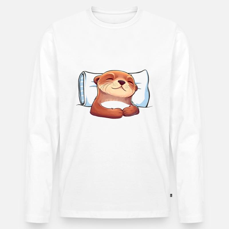 Otter Seeotter - Männer Premium Bio Langarmshirt - Weiß