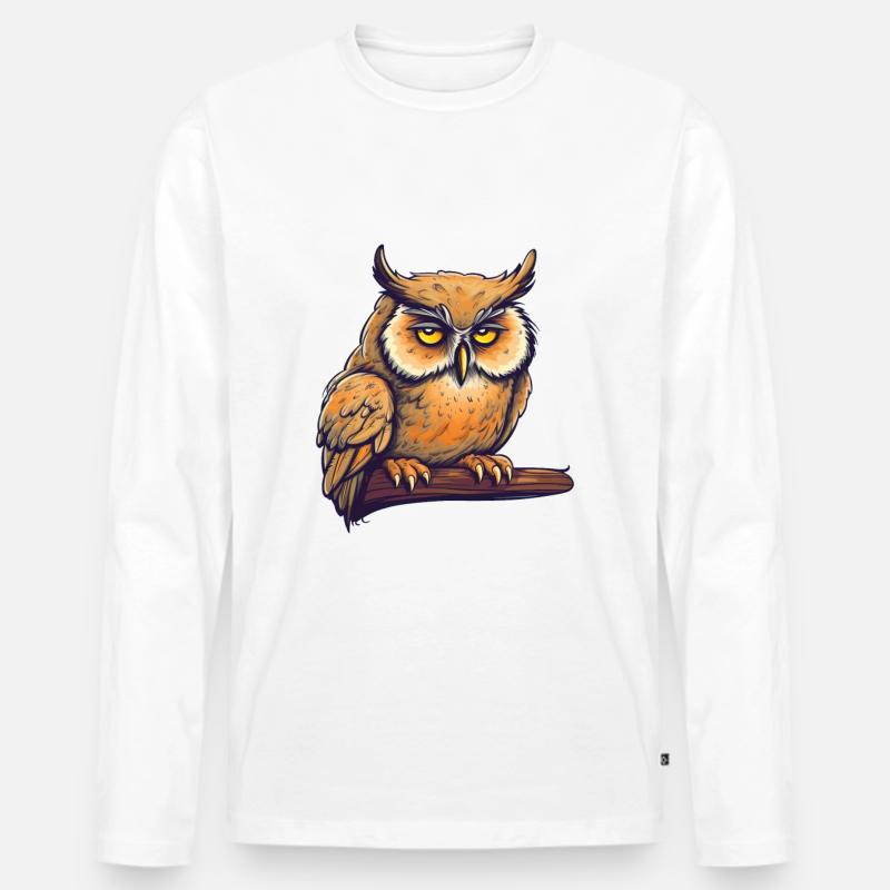 Nachteule Eule Eulen Vogel - Männer Premium Bio Langarmshirt - Weiß