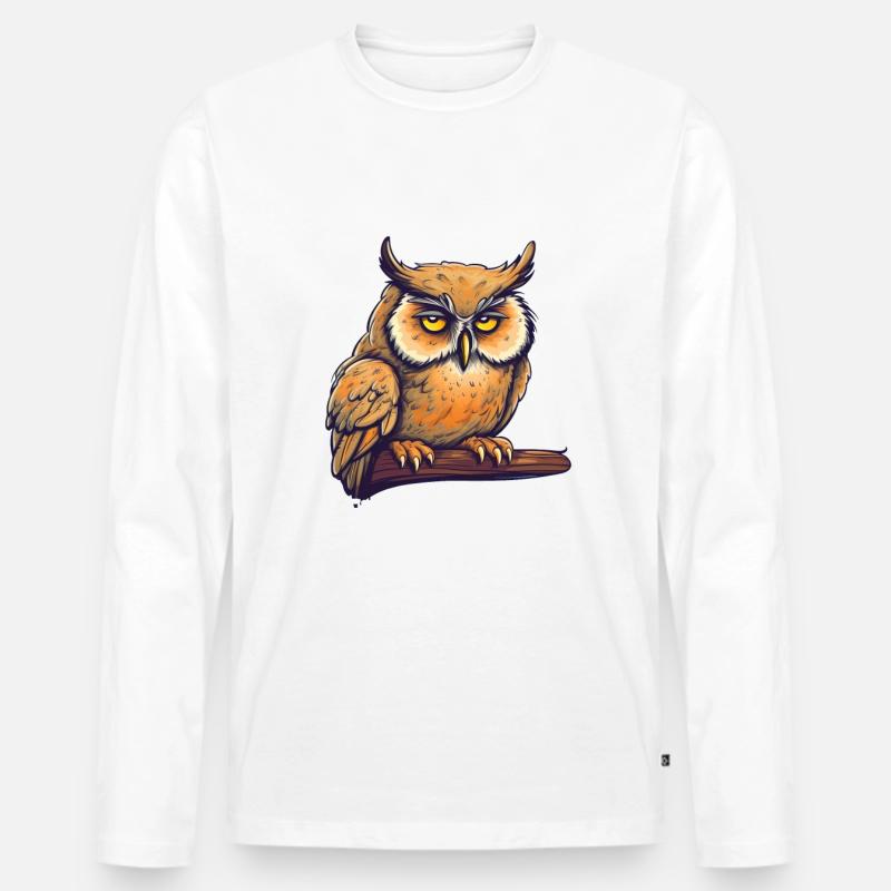 Nachteule Eule Eulen Vogel - Männer Premium Bio Langarmshirt - Weiß