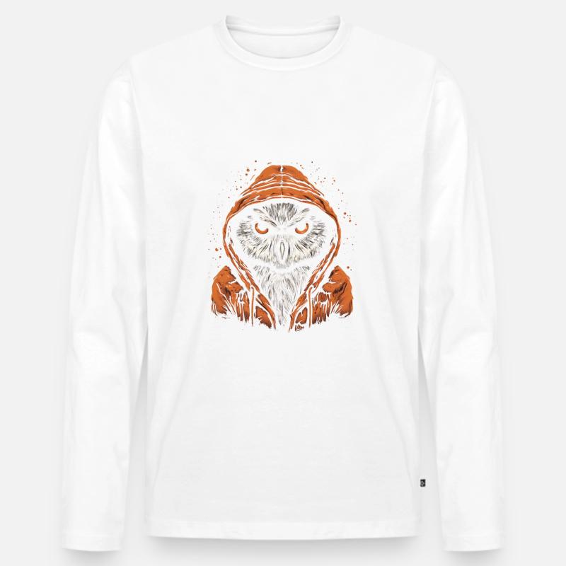 Nachteule Eule Eulen Vogel - Männer Premium Bio Langarmshirt - Weiß