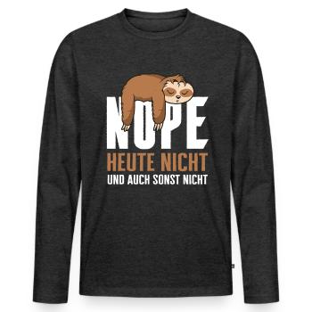 Faultier Faultiere Tier Schlafen Faul - Männer Premium Bio Langarmshirt - Anthrazit meliert - Vorne - Nico (187cm)
