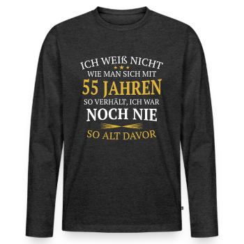 Geschenk 55 Jahre Geburtstagskind - Männer Premium Bio Langarmshirt - Anthrazit meliert - Vorne - Nico (187cm)