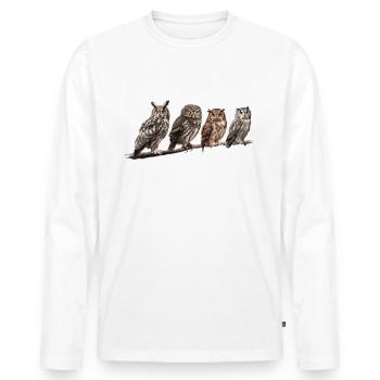 Night Owl Owl Owl Bird - Men's Premium Organic Long Sleeve Shirt - white - Front - Nico (187cm)