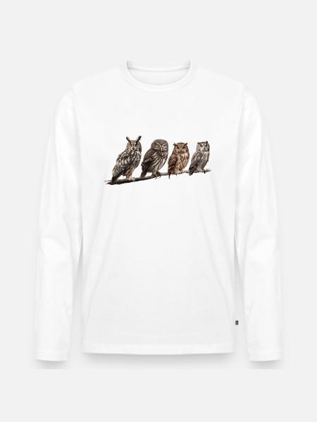 Night Owl Owl Owl Bird - Men's Premium Organic Long Sleeve Shirt - white