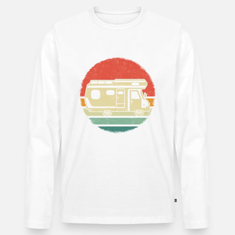 Camping Wohnwagen Camper - Männer Premium Bio Langarmshirt - Weiß