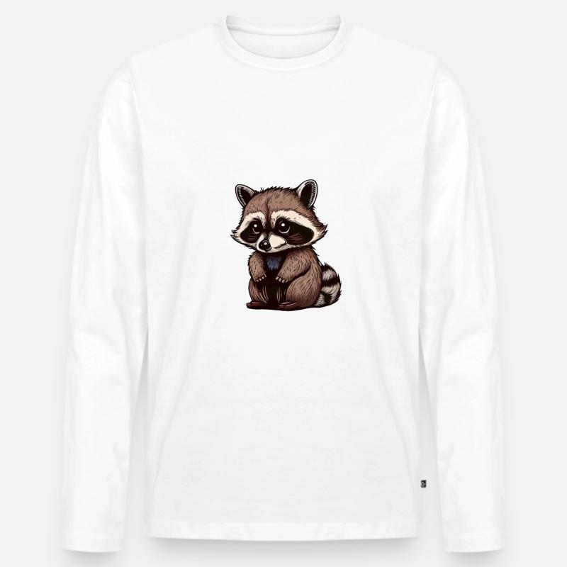 Waschbär - Männer Premium Bio Langarmshirt - Weiß