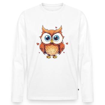 Night Owl Owl Owl Bird - Men's Premium Organic Long Sleeve Shirt - white - Front - Nico (187cm)