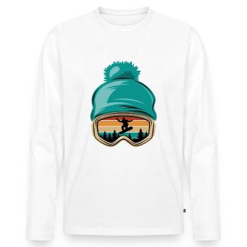 Snowboard, Halfpipe, Wintersport, Skibrille - Männer Premium Bio Langarmshirt - Weiß - Vorne - Nico (187cm)
