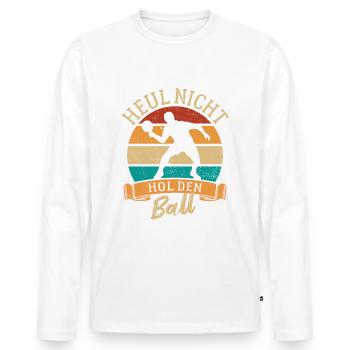 Heul nicht hol den Ball - Tischtennis Spieler - Männer Premium Bio Langarmshirt - Weiß - Vorne - Nico (187cm)