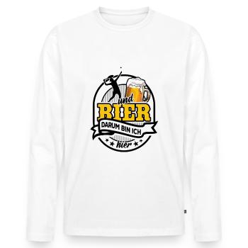 Tennis & Bier - darum bin ich hier - Männer Premium Bio Langarmshirt - Weiß - Vorne - Nico (187cm)