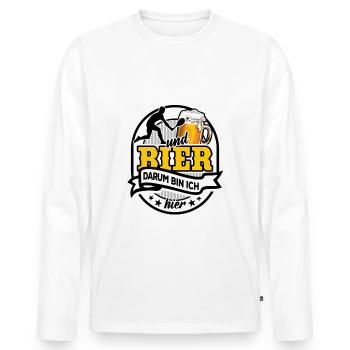 Tennis & Bier - darum bin ich hier - Männer Premium Bio Langarmshirt - Weiß - Vorne - Nico (187cm)