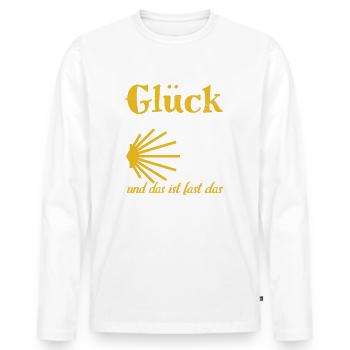 Glück kann man nicht kaufen aber man kann pilgern - Männer Premium Bio Langarmshirt - Weiß - Vorne - Nico (187cm)