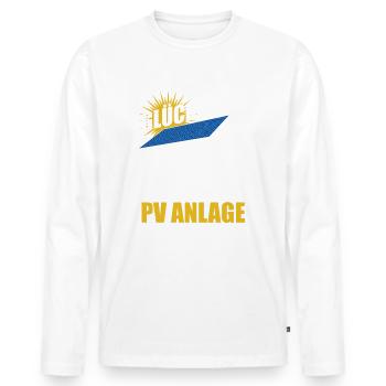 Glück kann man nicht kaufen aber eine PV Anlage - Männer Premium Bio Langarmshirt - Weiß - Vorne - Nico (187cm)
