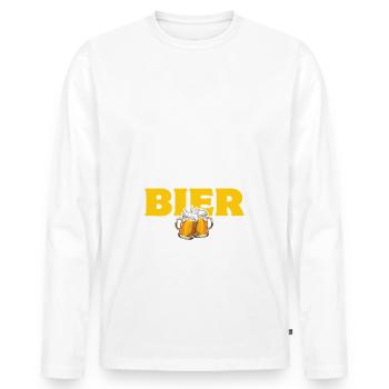 Minigolf und Bier - darum bin ich hier - Spruch - Männer Premium Bio Langarmshirt - Weiß - Vorne - Nico (187cm)