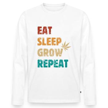 Eat Sleep Grow Repeat - Cannabis Saying - Men's Premium Organic Long Sleeve Shirt - white - Front - Nico (187cm)
