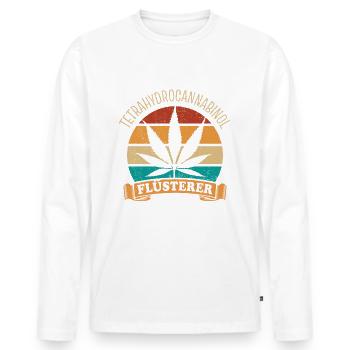 THC Flüsterer - Tetrahydrocannabinol - Cannabis - Männer Premium Bio Langarmshirt - Weiß - Vorne - Nico (187cm)