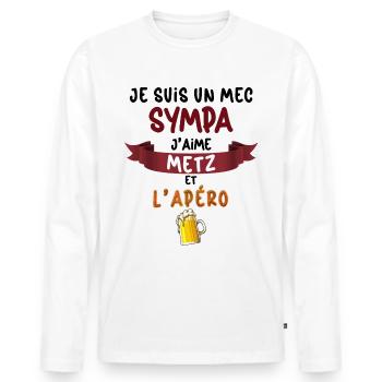 Metz Foot Homme Messin Apéro Bière - T-shirt manches longues Premium bio Homme - blanc - Devant - Nico (187cm)