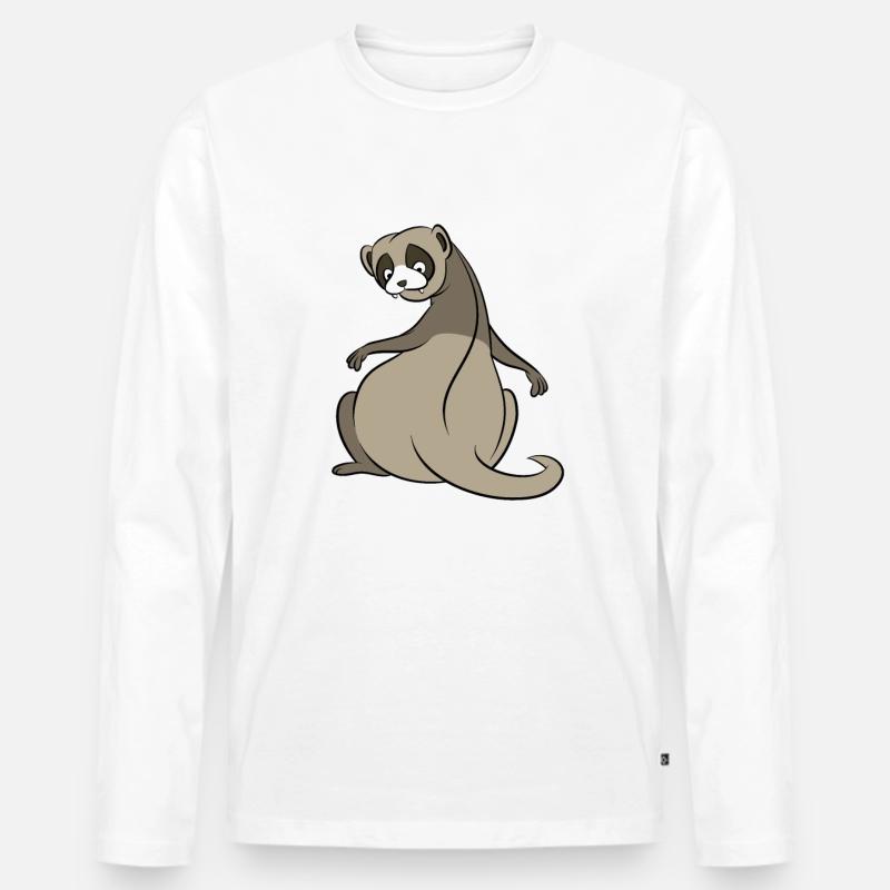 Fettchen - Frettchen mit dickem Po - Geschenk - Männer Premium Bio Langarmshirt - Weiß