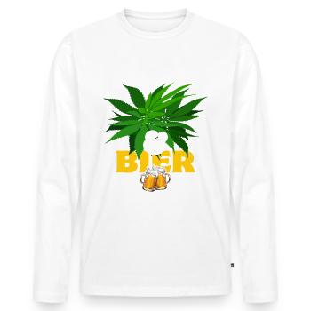 Garten & Bier - darum bin ich hier - Hanf - Männer Premium Bio Langarmshirt - Weiß - Vorne - Nico (187cm)