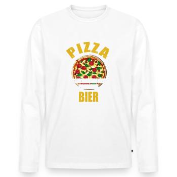 Pizza löst die meisten meiner Probleme - Bier - Männer Premium Bio Langarmshirt - Weiß - Vorne - Nico (187cm)