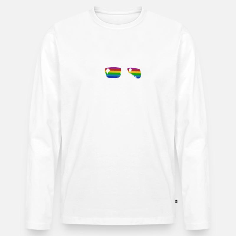 Cooles Capybara - Zeichnung Silhouette Rainbow - Männer Premium Bio Langarmshirt - Weiß