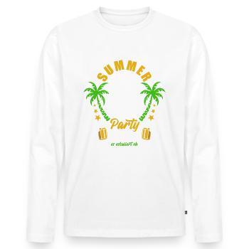 Summer Party Crew - es eskaliert eh - Männer Premium Bio Langarmshirt - Weiß - Vorne - Nico (187cm)