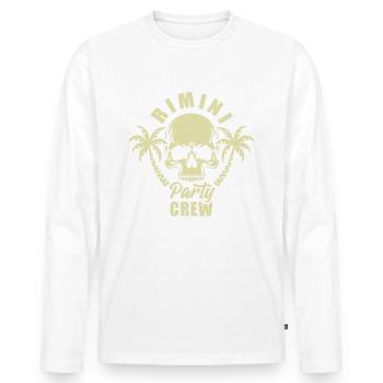 Rimini Party Crew - ça s’intensifie de toute façon - T-shirt manches longues Premium bio Homme - blanc - Devant - Nico (187cm)