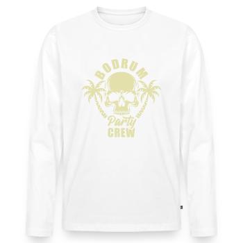 Bodrum Party Crew - ça s’intensifie de toute façon - T-shirt manches longues Premium bio Homme - blanc - Devant - Nico (187cm)