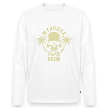 Mykonos Party Crew - ça s’intensifie de toute façon - T-shirt manches longues Premium bio Homme - blanc - Devant - Nico (187cm)