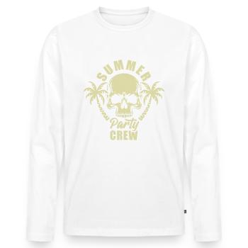 Summer Party Crew - it's escalating anyway - Men's Premium Organic Long Sleeve Shirt - white - Front - Nico (187cm)
