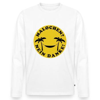 Palmen Hängematte - Malochen? Nein Danke! - Männer Premium Bio Langarmshirt - Weiß - Vorne - Nico (187cm)