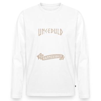Der nordische Gott der Ungeduld - Hammersbald - Männer Premium Bio Langarmshirt - Weiß - Vorne - Nico (187cm)
