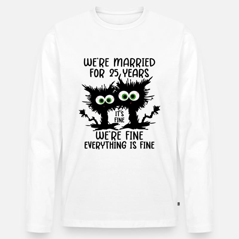 25 Jahre Verheiratet Silberhochzeit Geschenk - Männer Premium Bio Langarmshirt - Weiß