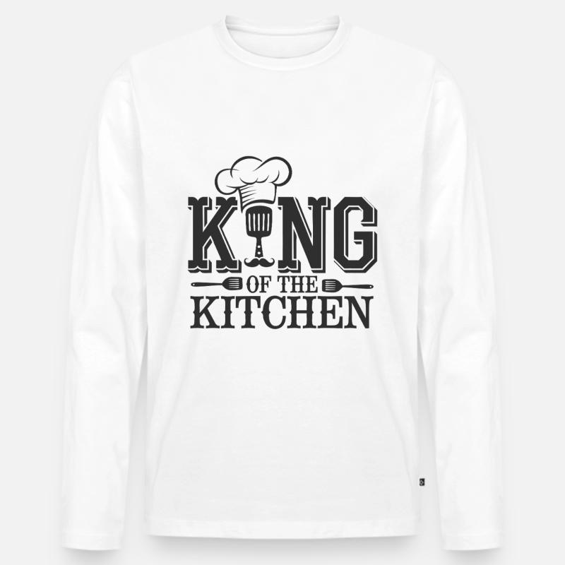 King of the Kitchen - Männer Premium Bio Langarmshirt - Weiß
