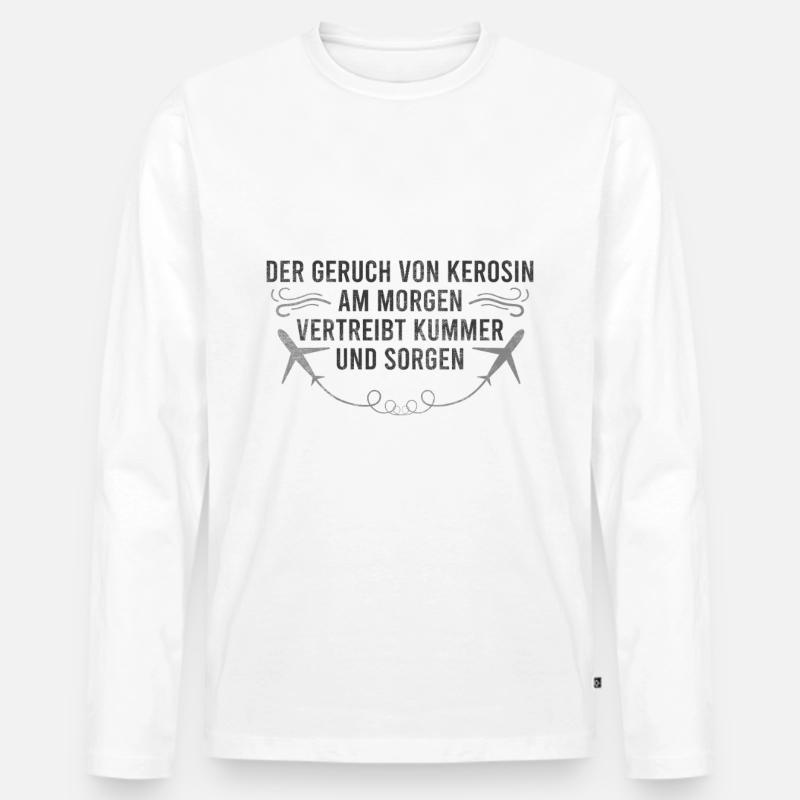 Flugzeug Fan Spruch - Männer Premium Bio Langarmshirt - Weiß