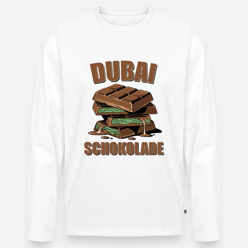 Dubai Schokolade - Männer Premium Bio Langarmshirt - Weiß