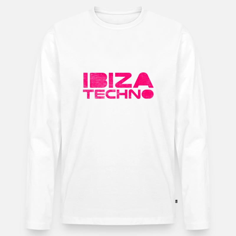 Ibiza Techno - Männer Premium Bio Langarmshirt - Weiß