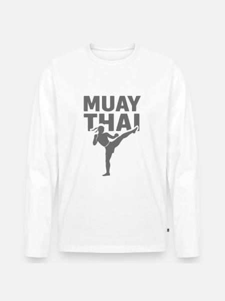 Muay Thai Fighter - Men's Premium Organic Long Sleeve Shirt - white