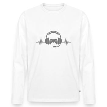 Gaming Heartbeat – Controller & Headset - Men's Premium Organic Long Sleeve Shirt - white - Front - Nico (187cm)
