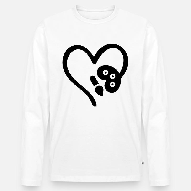 Maler Herz Kunstliebhaber - Männer Premium Bio Langarmshirt - Weiß