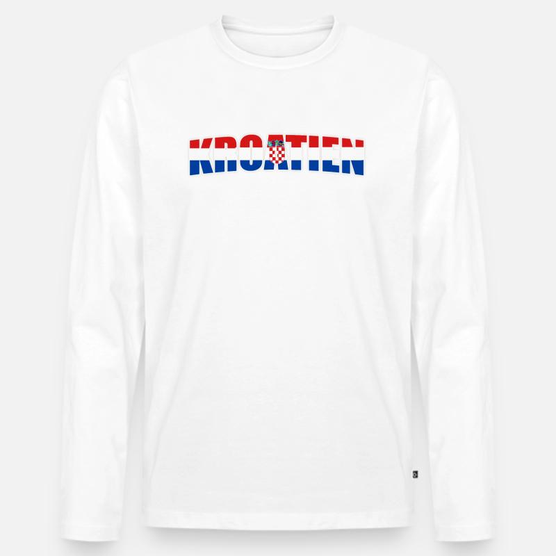 Kroatien - Männer Premium Bio Langarmshirt - Weiß