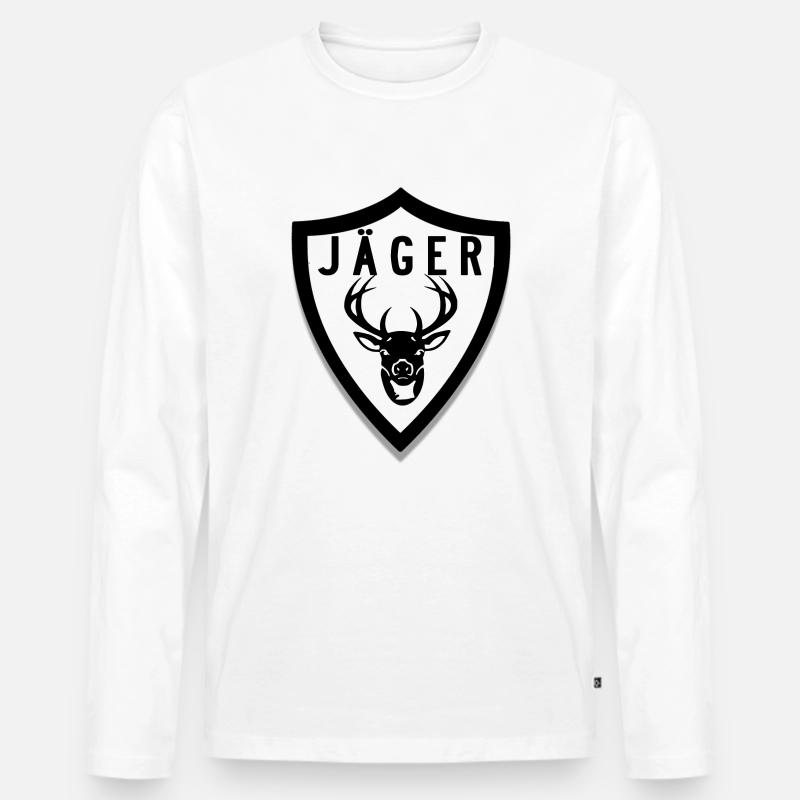 Jäger - Männer Premium Bio Langarmshirt - Weiß