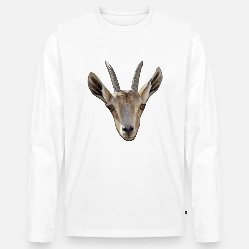 Ziegenkopf Geschenk Ziege - Männer Premium Bio Langarmshirt - Weiß