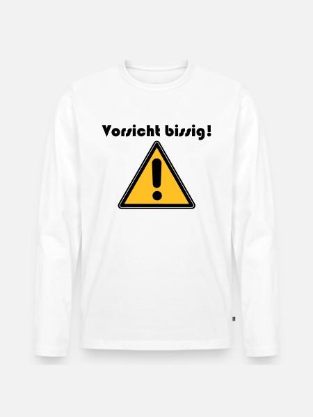 Vorsicht bissig - Männer Premium Bio Langarmshirt - Weiß