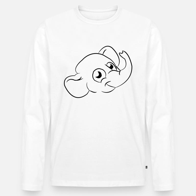 Elefant - Männer Premium Bio Langarmshirt - Weiß