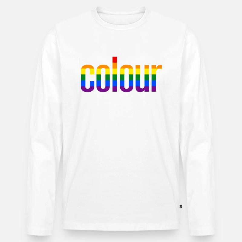 colour Rainbow - Regenbogenfarben - Männer Premium Bio Langarmshirt - Weiß