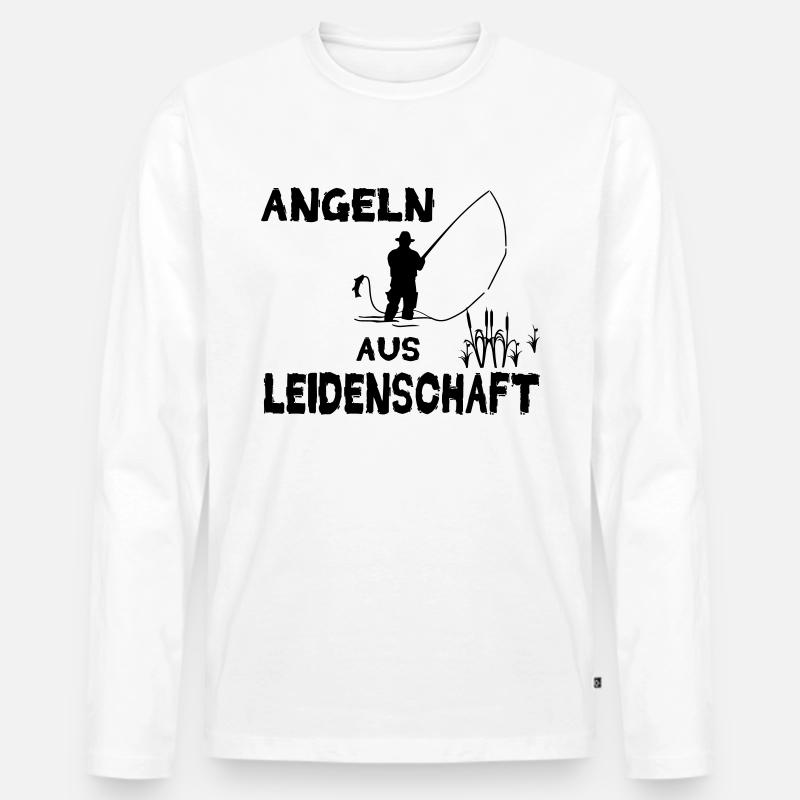 Angeln - Männer Premium Bio Langarmshirt - Weiß