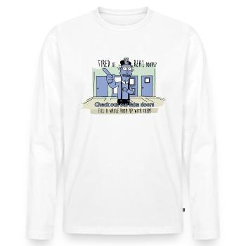 Rick And Morty Fake Doors Falsche Türen - Männer Premium Bio Langarmshirt - Weiß - Vorne - Nico (187cm)