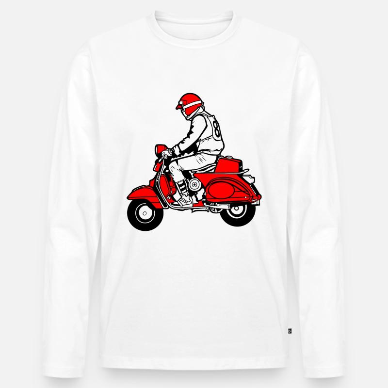 Roller Moped - Männer Premium Bio Langarmshirt - Weiß