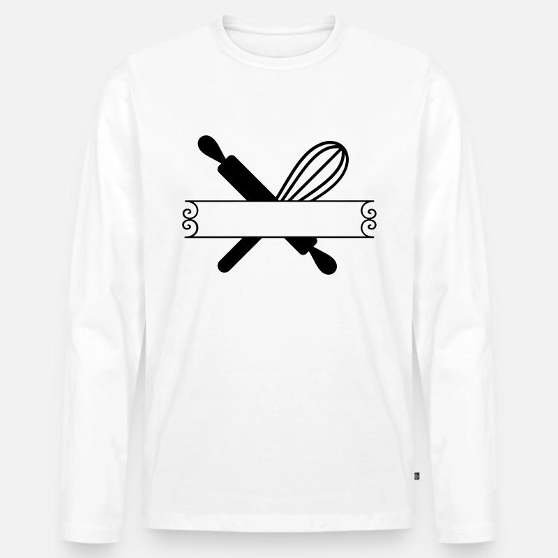 Graphic Baking Monogram - Männer Premium Bio Langarmshirt - Weiß